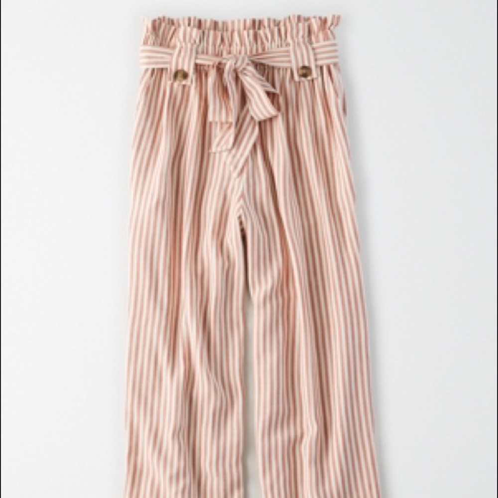 AE High-Waisted Belted Wide Leg Striped Pant